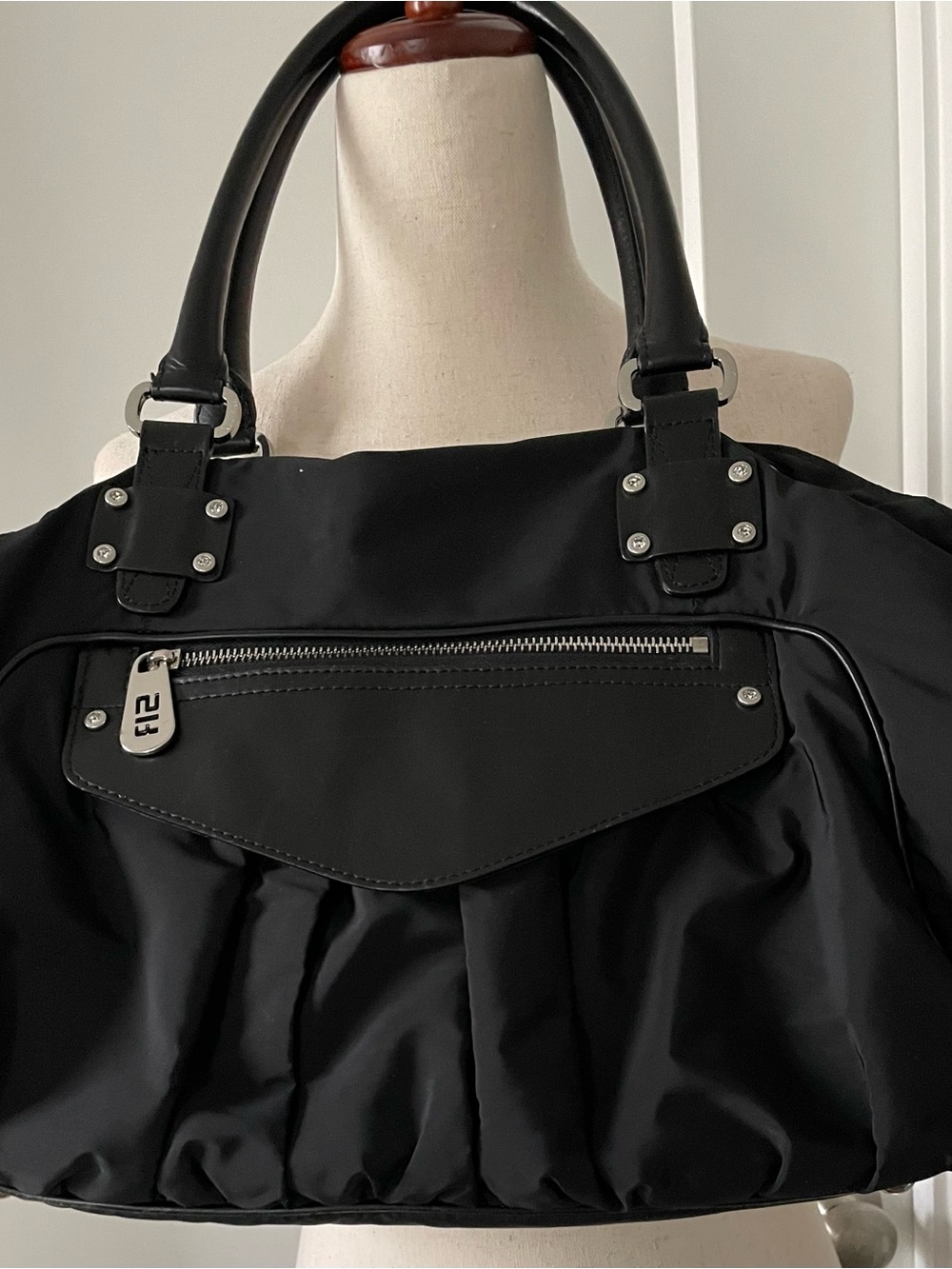 Sonia Rykiel Black Nylon Tote with Leather Handles